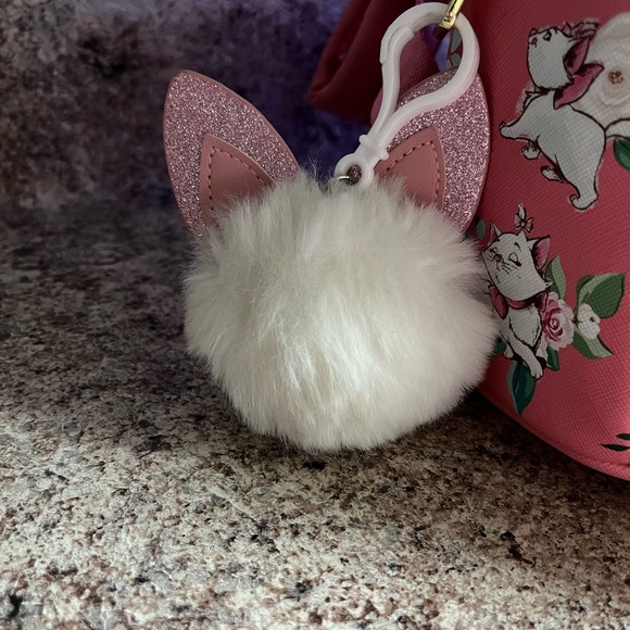 NWT LOUNGEFLY DISNEY MARIE PINK FLORAL BACKPACK AND WALLET SET - Picture 3 of 3